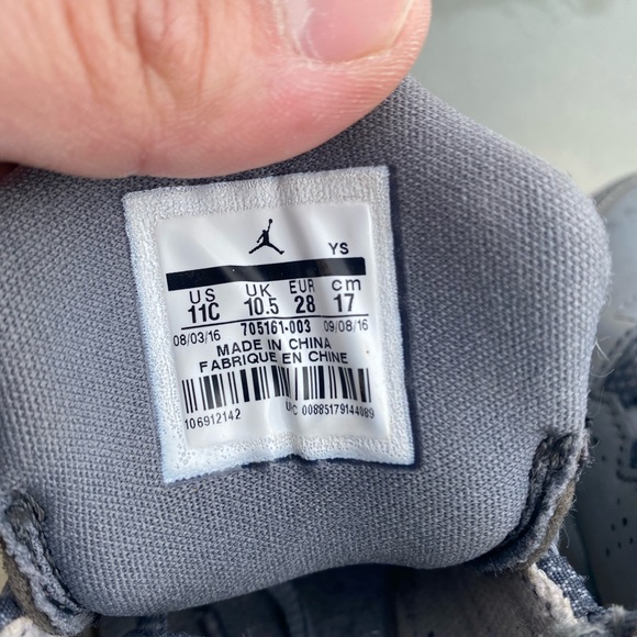 Jordan Flight Origin 2 BP Size 11C  Cool Grey/White-Wolf Grey 705161-003 - Picture 6 of 9